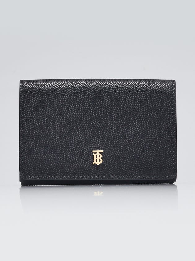 Burberry Black Pebbled Leather Lark TB Compact Wallet