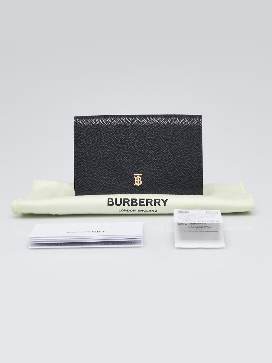 Burberry Black Pebbled Leather Lark TB Compact Wallet