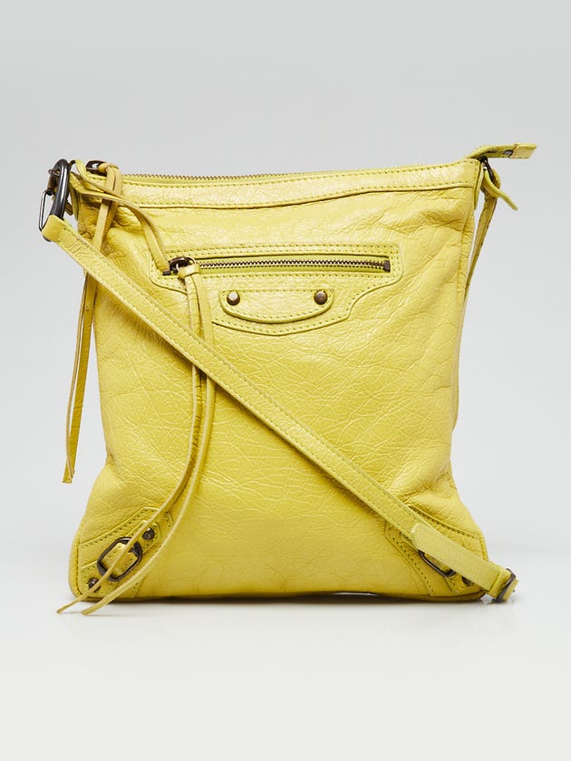 Balenciaga Jaune Poussin Lambskin Leather Flat Crossbody Bag