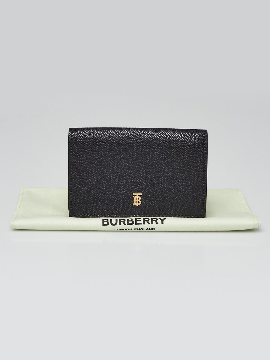 Burberry Black Grainy Leather Lark TB Compact Wallet Yoogi s Closet