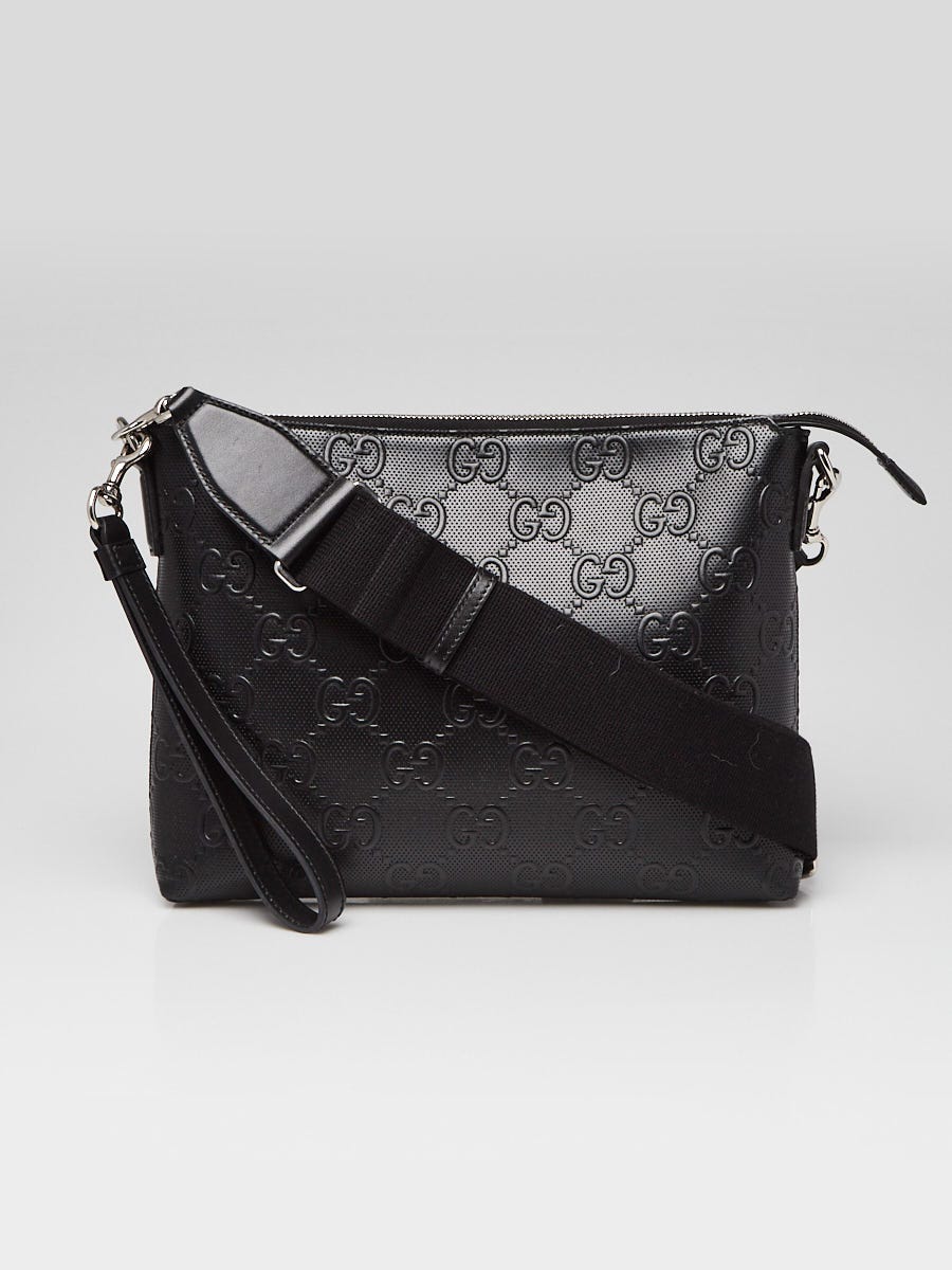 Gucci Black GG Perforated Leather Crossbody Bag | Yoogi's Closet