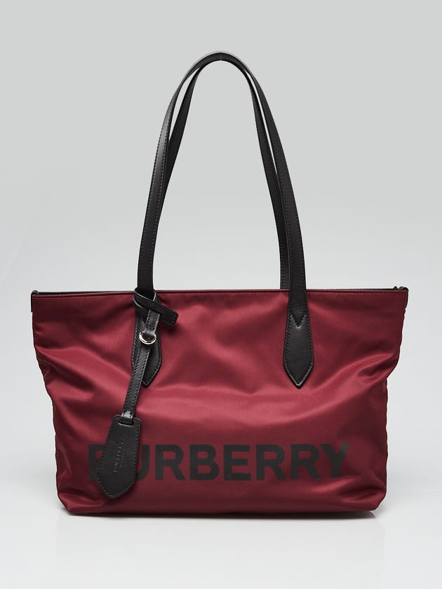 Burberry Burgundy/Black Eco Nylon Small Tote Bag