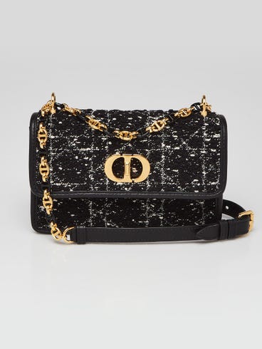 Christian Dior Black/White Tweed/Leather Miss Caro Mini Crossbody