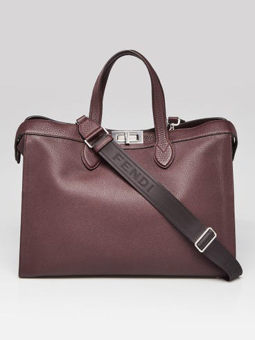Fendi Burgundy Calf Leather Peekaboo ISEEU Forty8 Satchel Bag - 7VA566