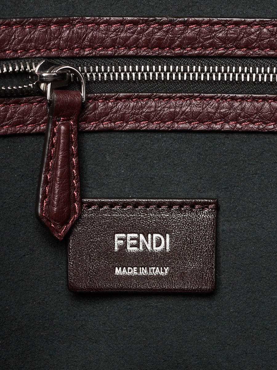 Fendi Burgundy Calf Leather Peekaboo ISEEU Forty8 Satchel