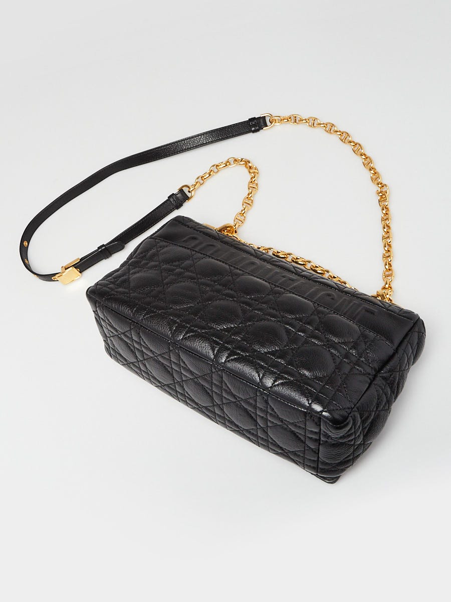 Christian Dior Black Cannage Quilted Lambskin Leather Medium