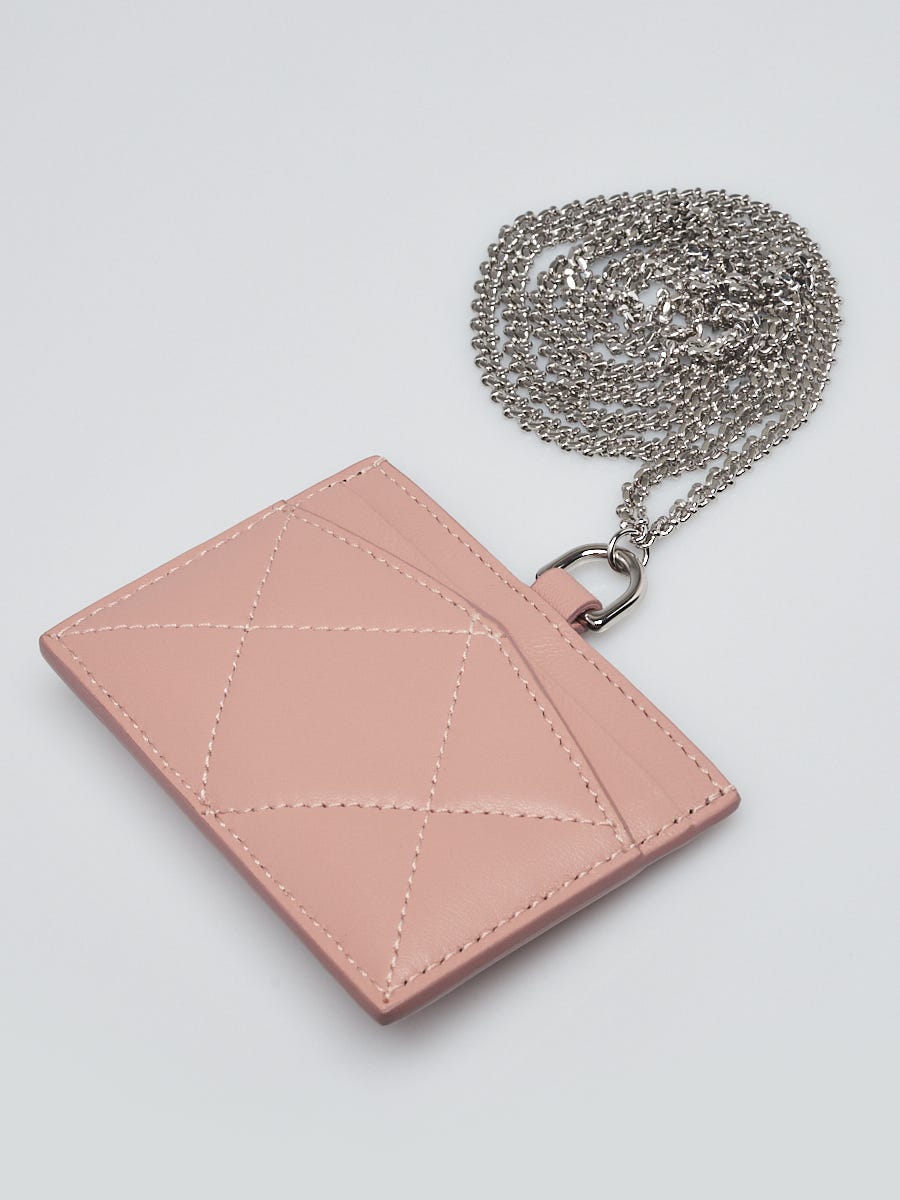 Alexander McQueen Pink Quilted Leather Graffiti Skull Card