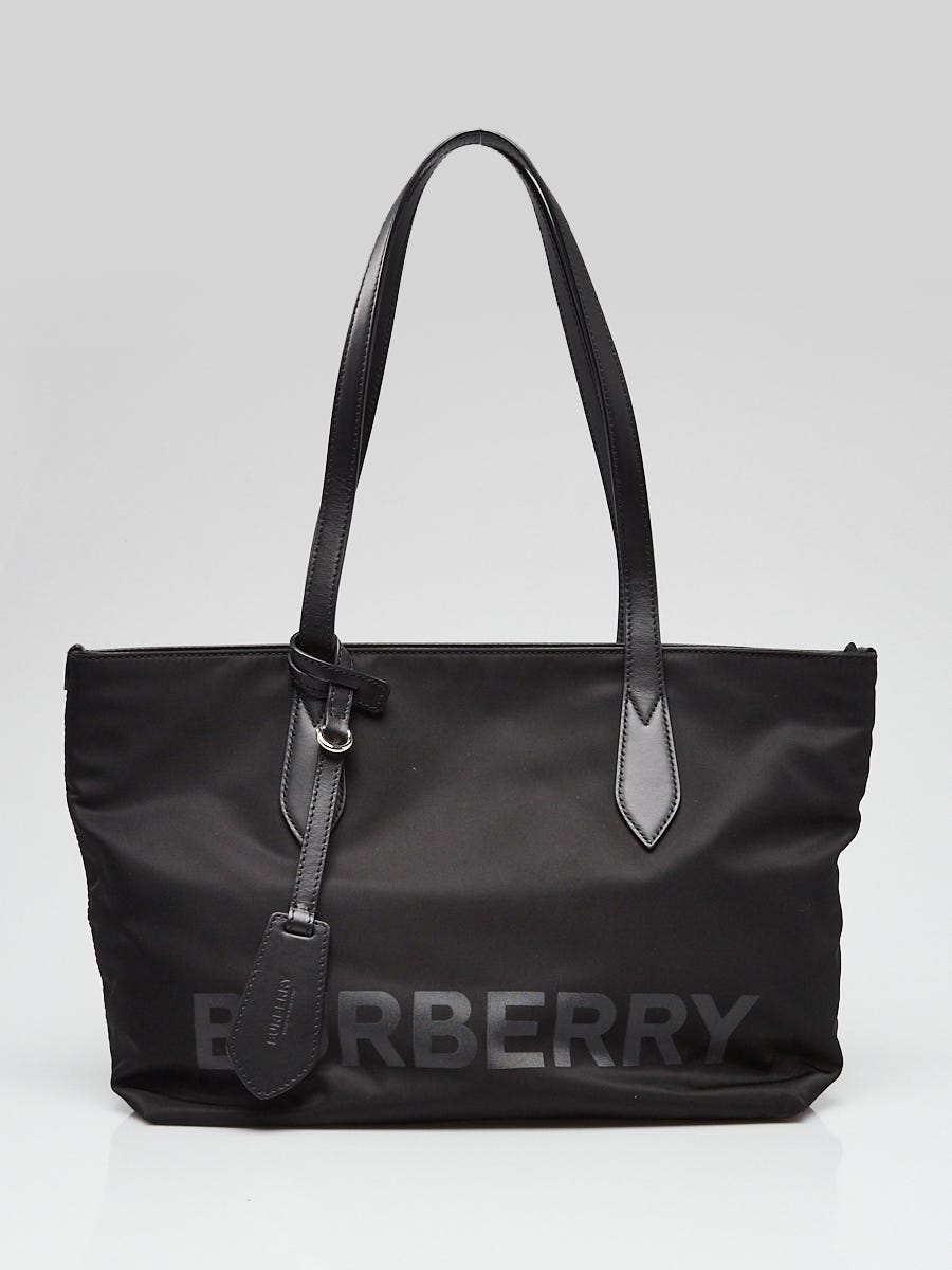 Black leather burberry handbag on sale