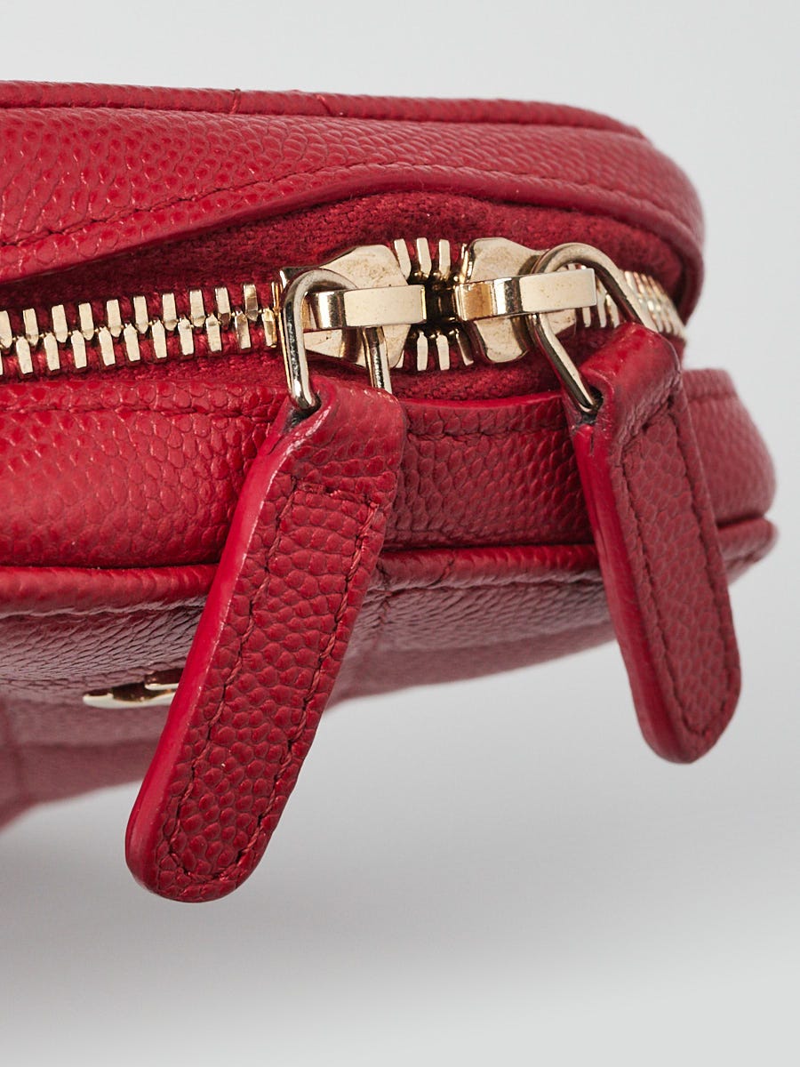 RE ARRIVAL/再入荷 Zip Leather Caviar Quilted Red Chanel Around Holder Phone 小物