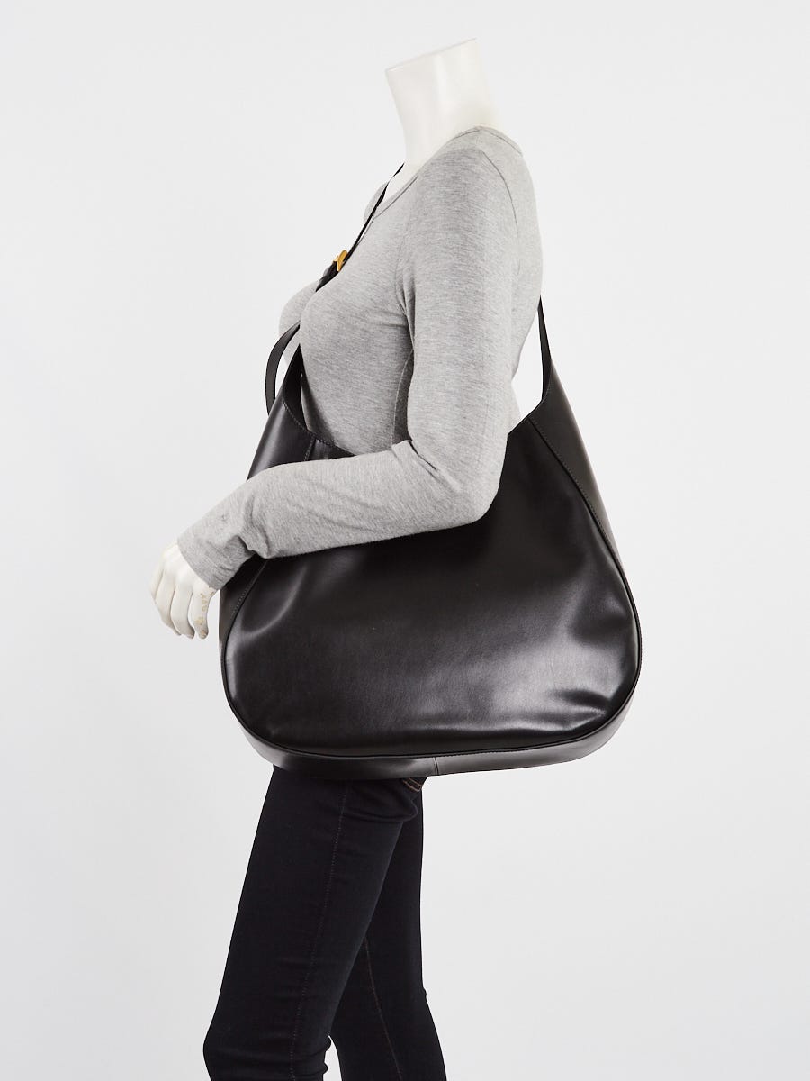 ショルダーバッグ・ポシェット PRADA LARGE HOBO BAG IN SOFT LUX LEATHER Prada Black Leather Large Topstitch Hobo Bag | Yoogi's Closet