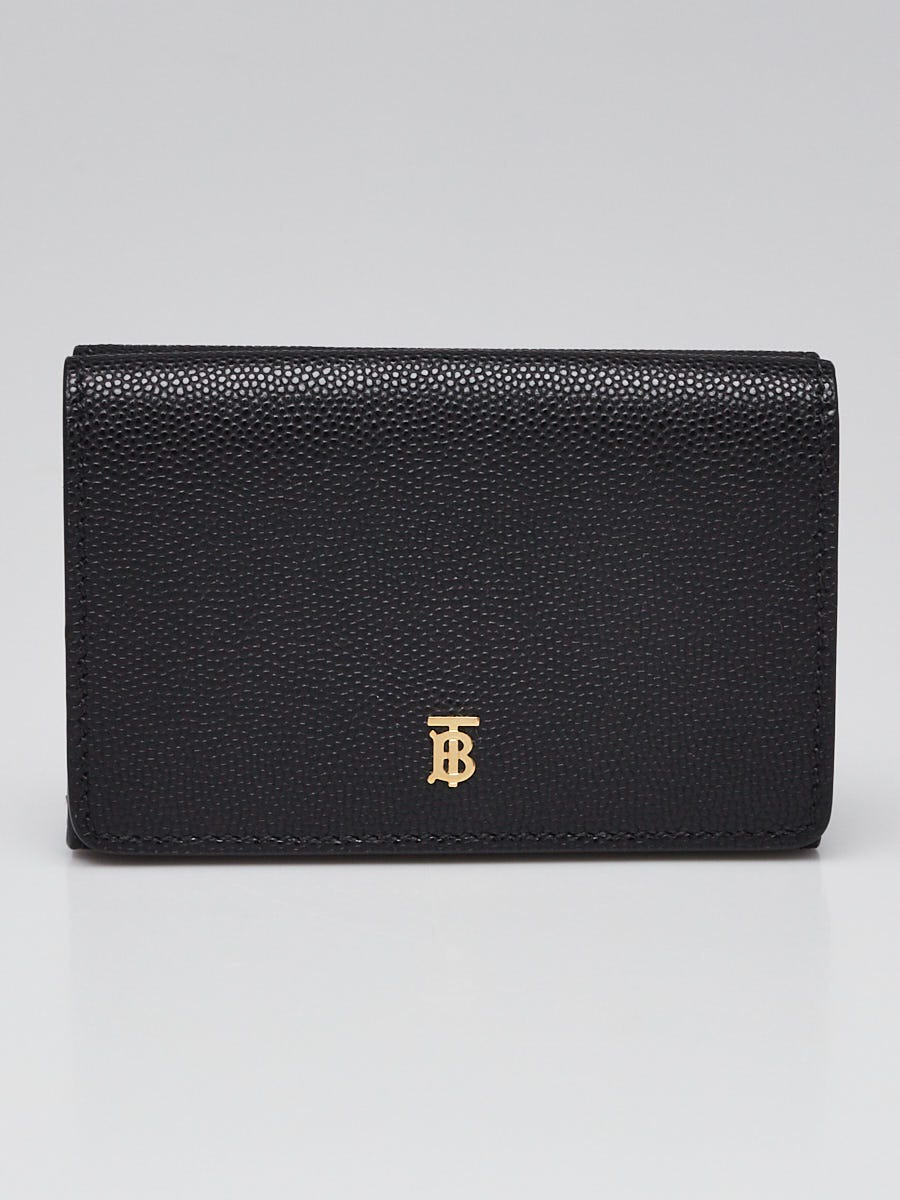 Burberry Black Grained Leather TB Compact Lark Wallet