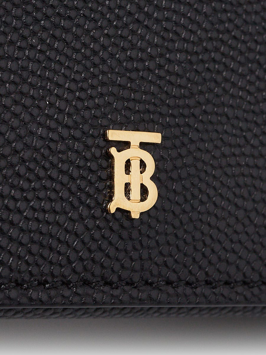 Burberry Black Grained Leather TB Compact Lark Wallet