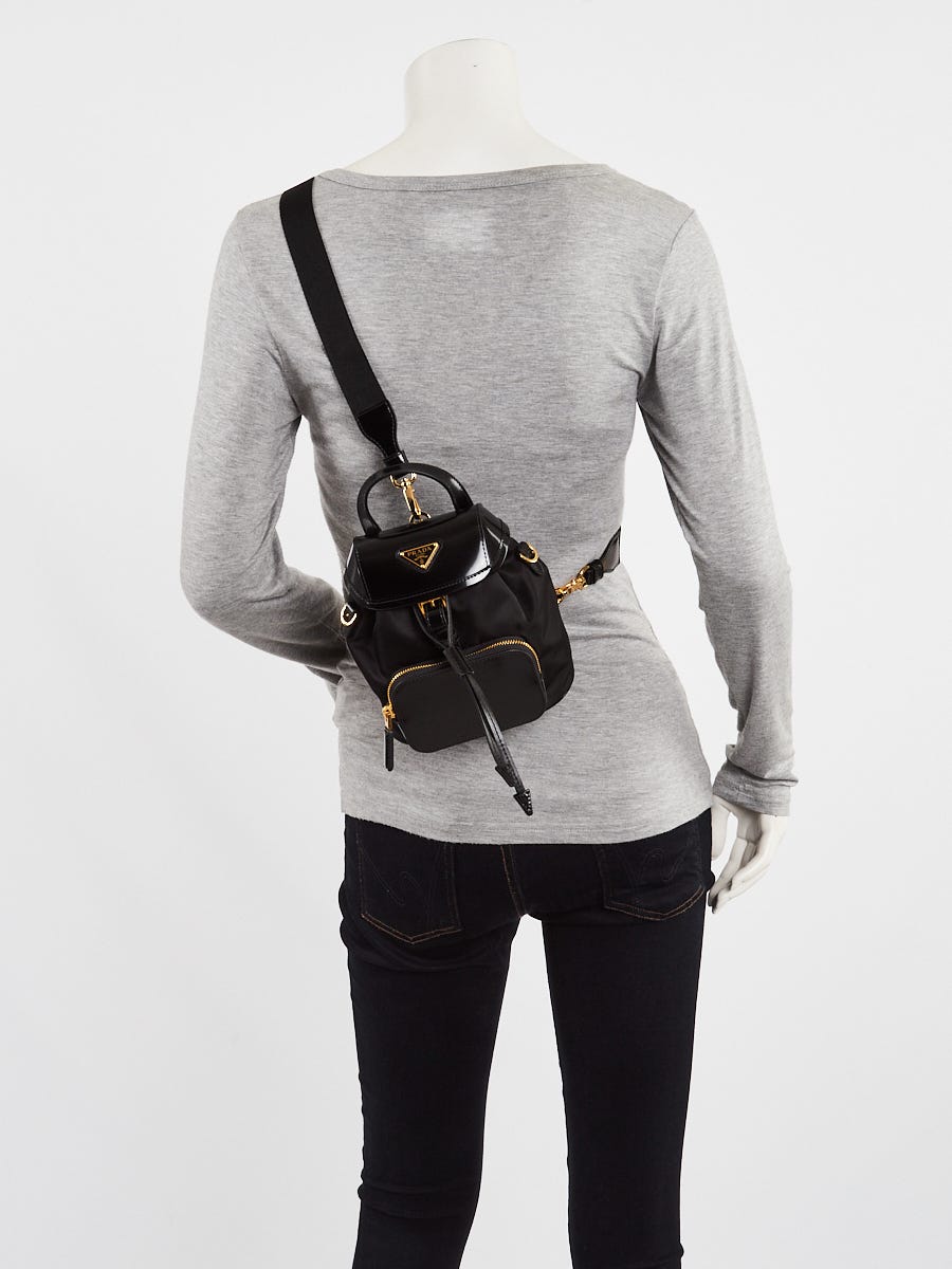 Prada Black Re-Nylon and Brushed Leather Small Backpack Bag Prada Black Re-Nylon and Brushed Leather Small Backpack Bag
