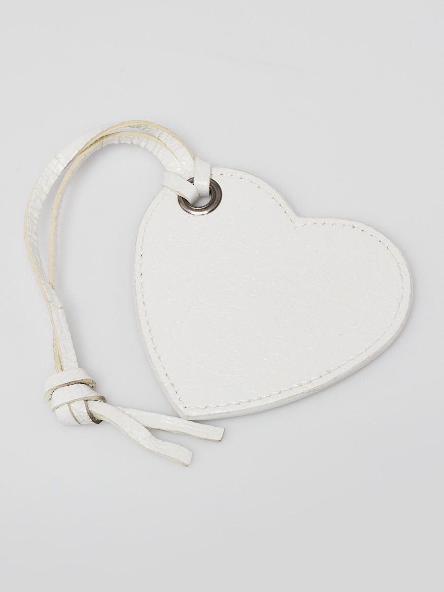 Balenciaga White Leather Cagole Heart Mirror | Yoogi's Closet