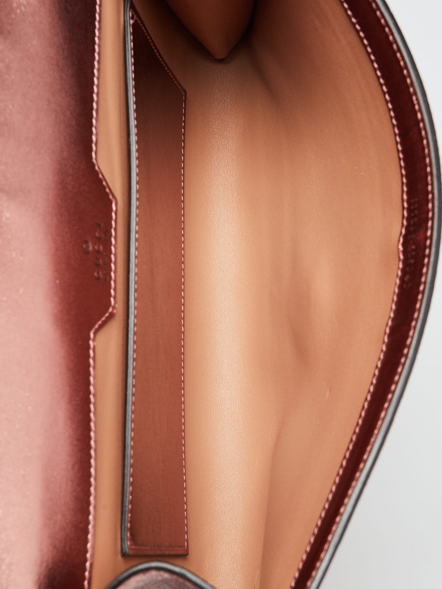 Gucci Pink Metallic Snakeskin Horsebit 1955 Small Crossbody