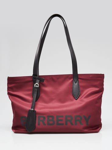 Burberry Burgundy/Black Eco Nylon Small Tote Bag