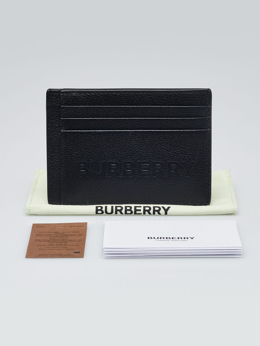 Burberry Black Pebbled Leather Money Clip Card Case Yoogi s Closet