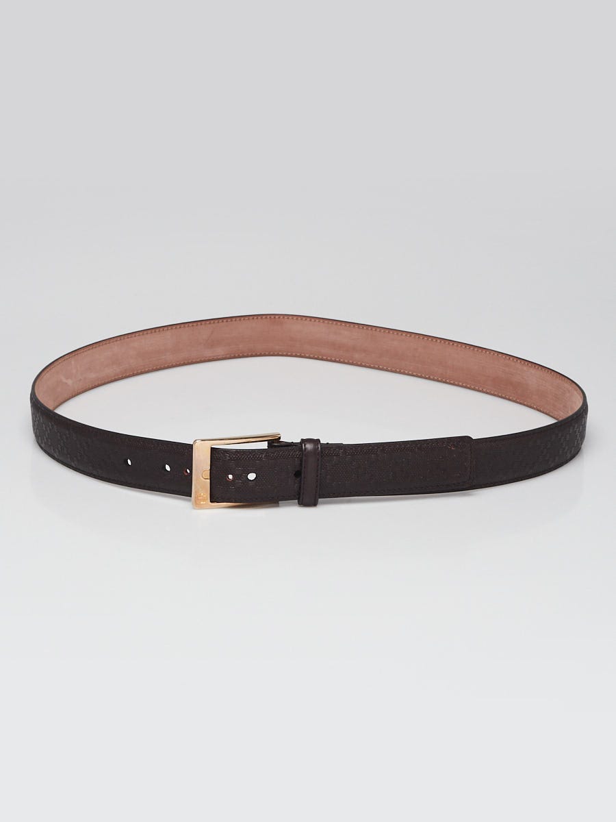 Gucci Black Diamante Textured Leather Belt Size 95/38