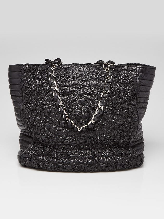 Chanel Black Leather Astrakhan Shopping Tote