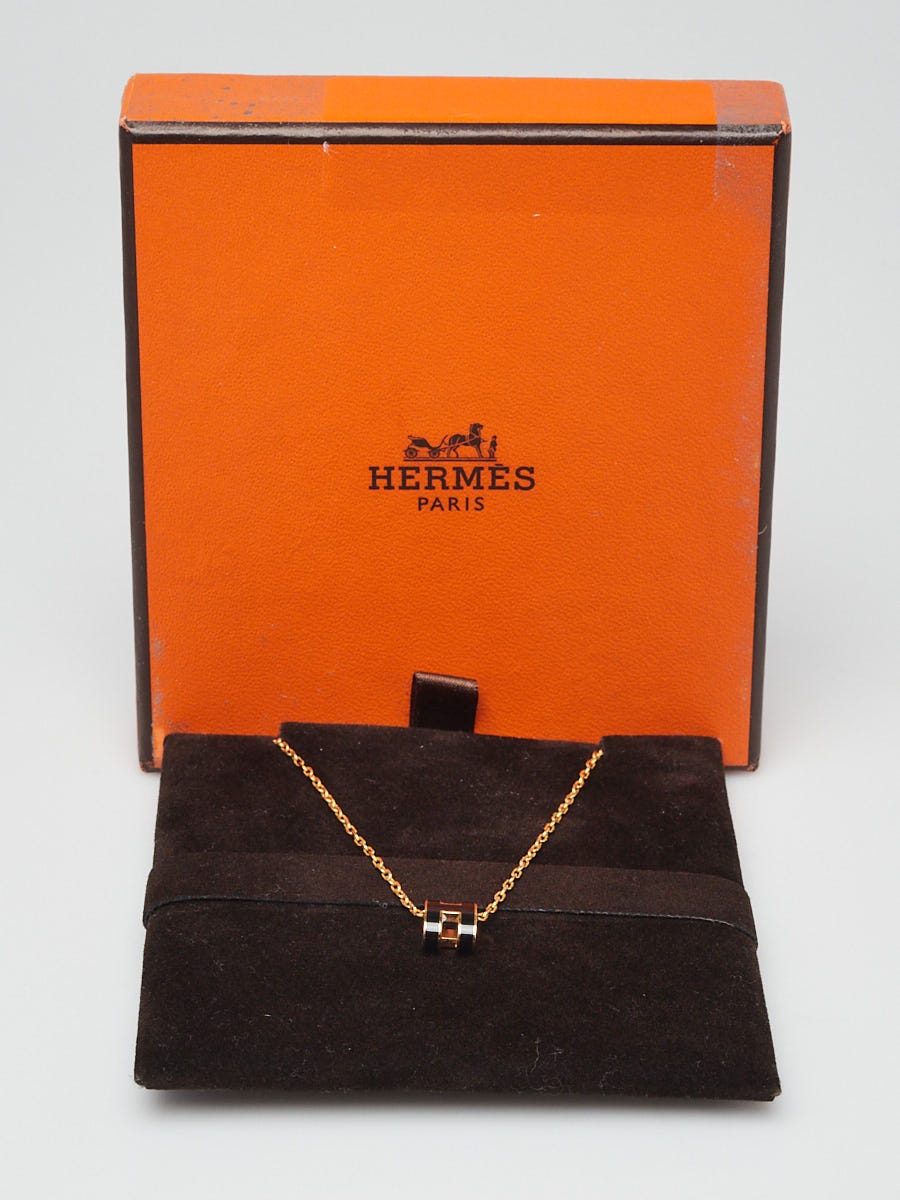 Hermes Pop H Pendant Necklace Gold HW Orange - NOBLEMARS