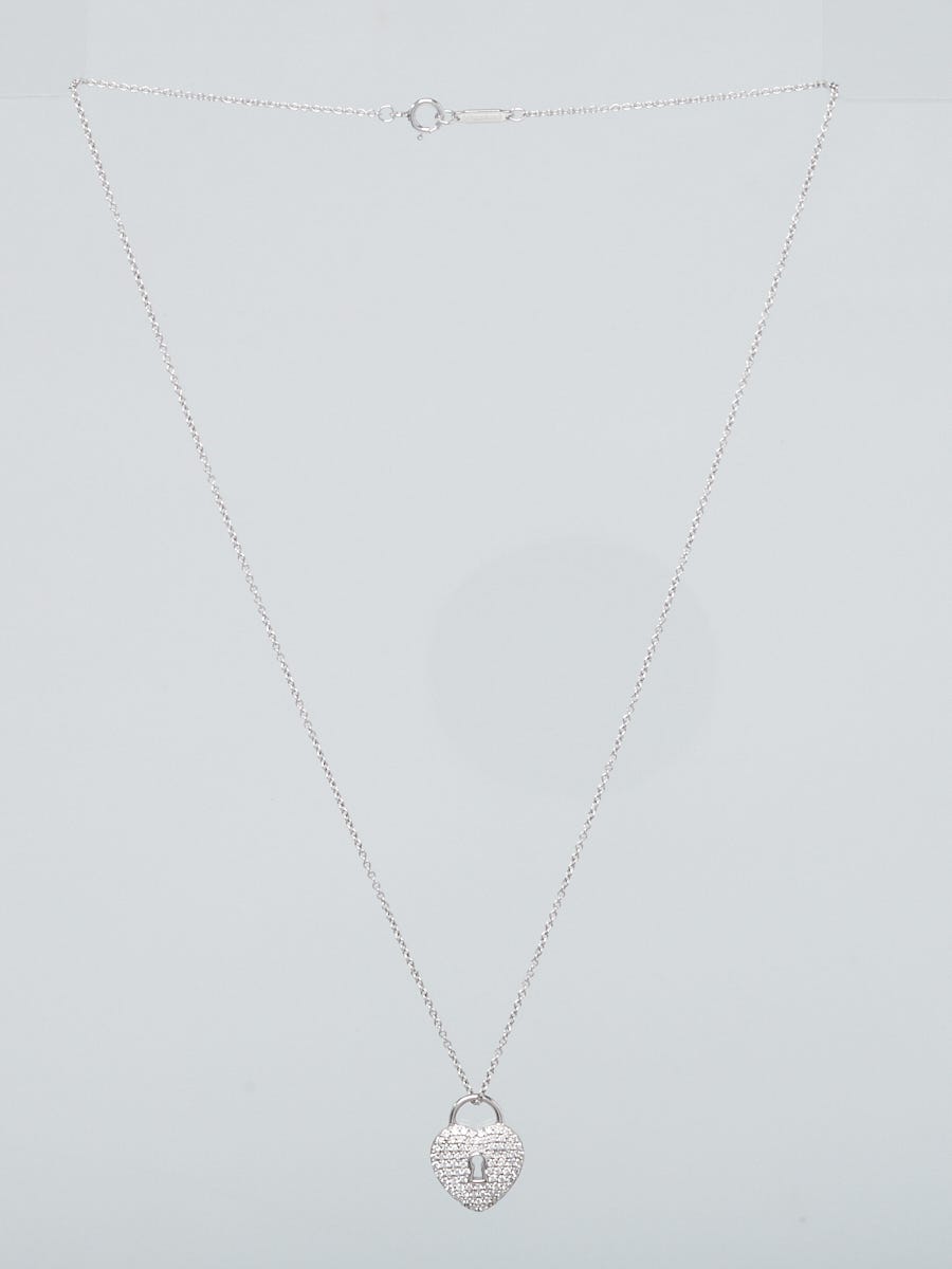 Tiffany 
Co. Platinum and Diamond Heart Lock Pendant Necklace