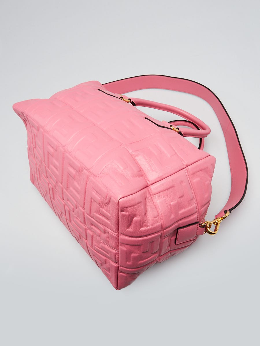 Fendi Rosa Embossed FF Leather Bauletto Piccolo 1974 Bag 8BL141