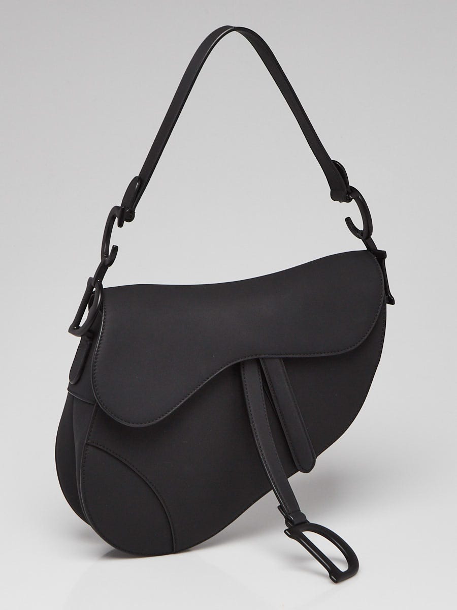 Christian Dior Black Ultra Matte Leather Saddle Bag w/Strap
