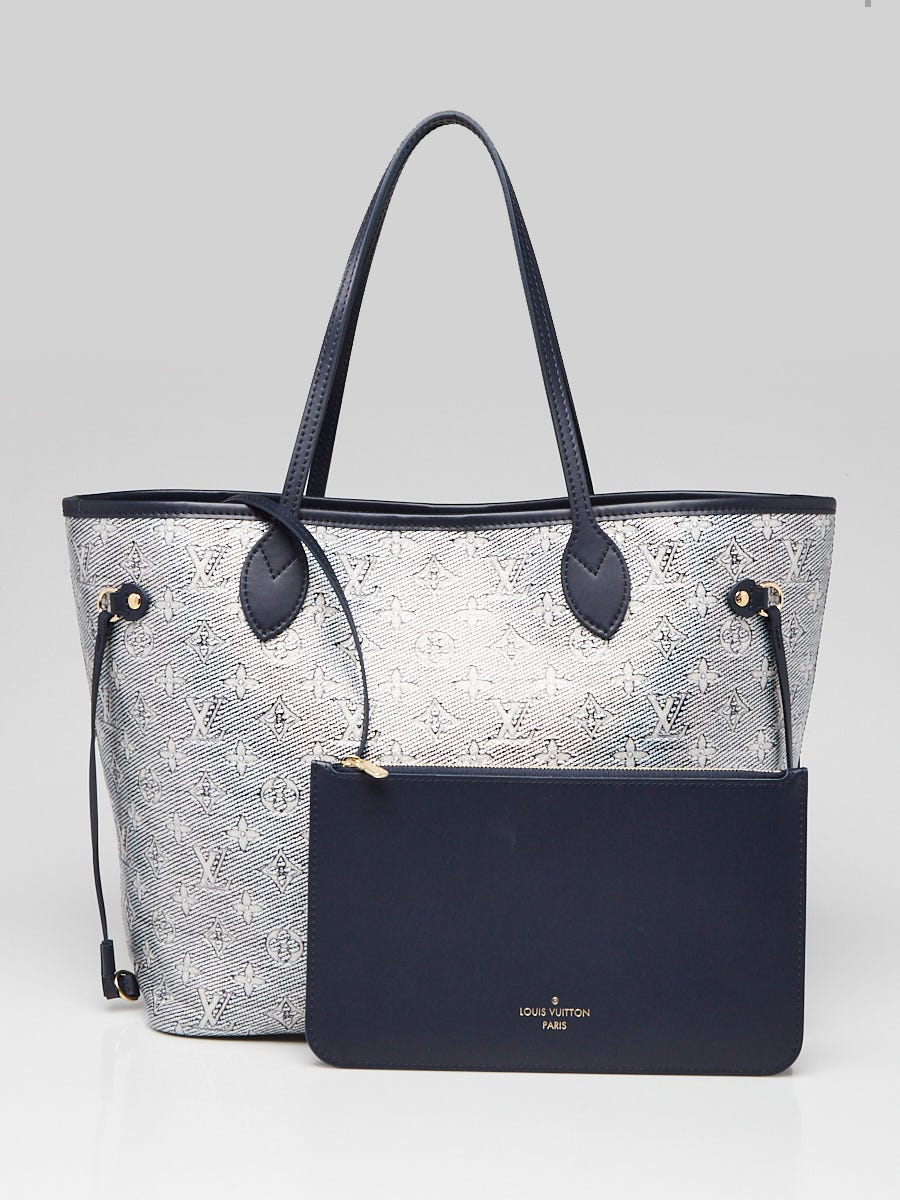 Louis Vuitton Blue/Silver Monoglam Coated Canvas Neverfull MM NM