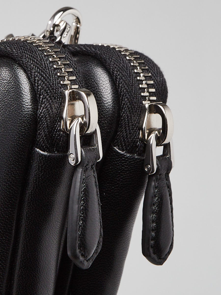 Prada Black Leather Triangle Mini Pouch Crossbody Clutch Bag