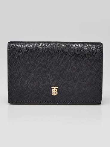Burberry Black Grained Leather TB Compact Lark Wallet