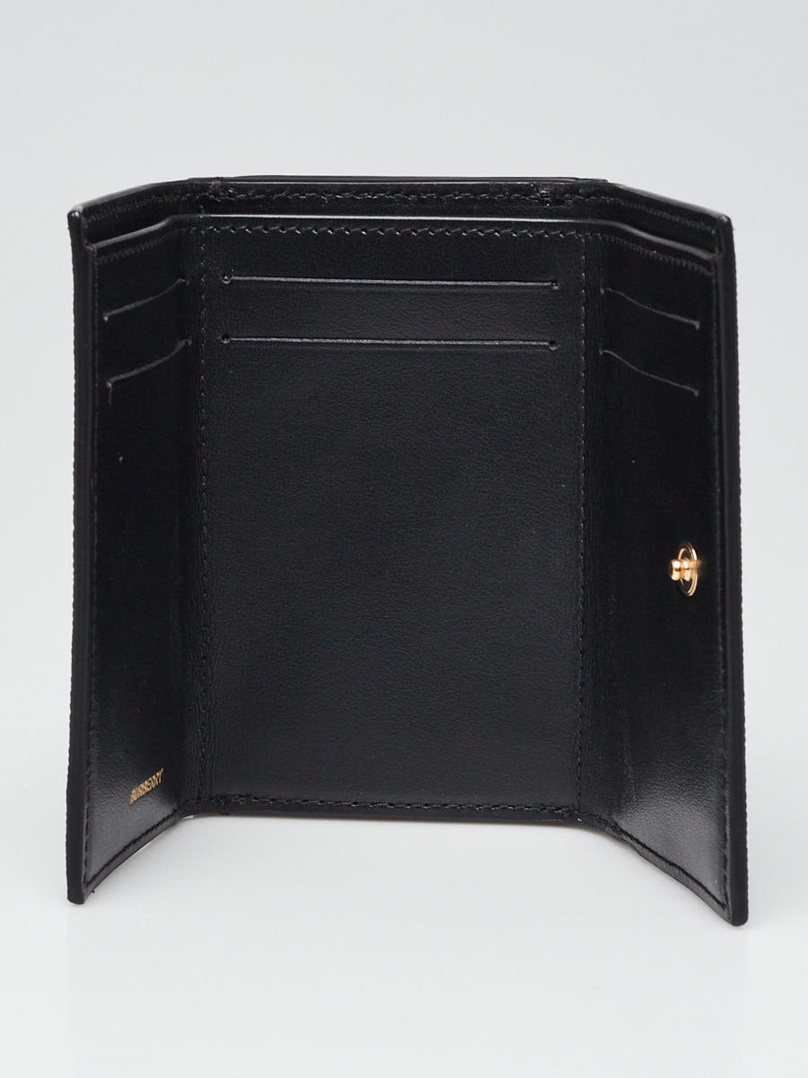 Burberry Black Grained Leather TB Compact Lark Wallet