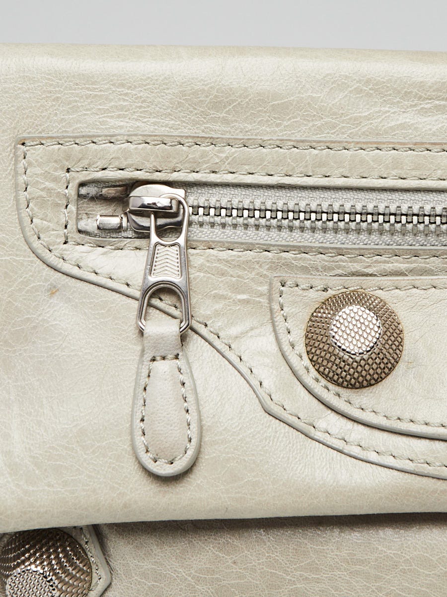 Balenciaga Grey Lambskin Leather Giant 21 Silver Foldover Clutch
