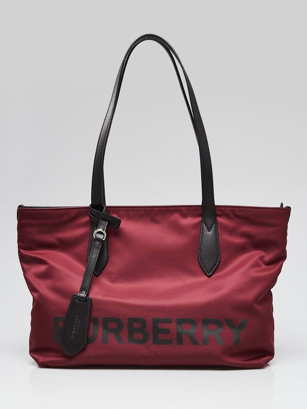 Burberry Burgundy/Black Eco Nylon Small Tote Bag