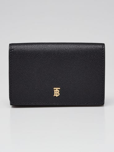 Burberry Black Grained Leather TB Compact Lark Wallet