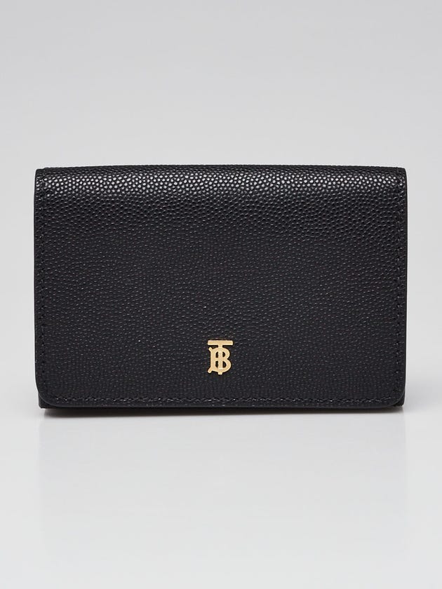 Burberry Black Grained Leather TB Compact Lark Wallet