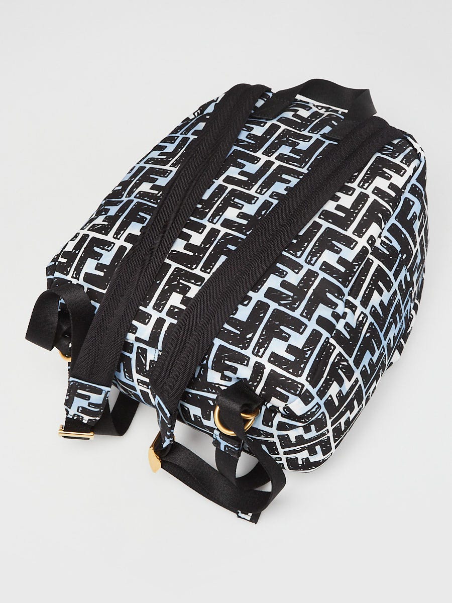 Fendi Blue/Black FF Nylon Small Joshua Backpack Bag - 8BZ048