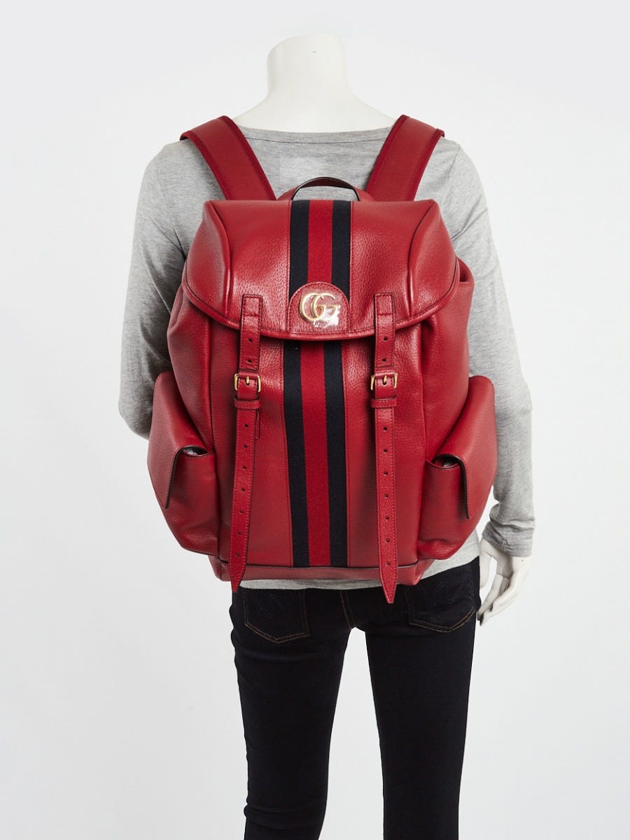Gucci Red Leather Ophidia Medium Backpack Bag | Yoogi display picture 3