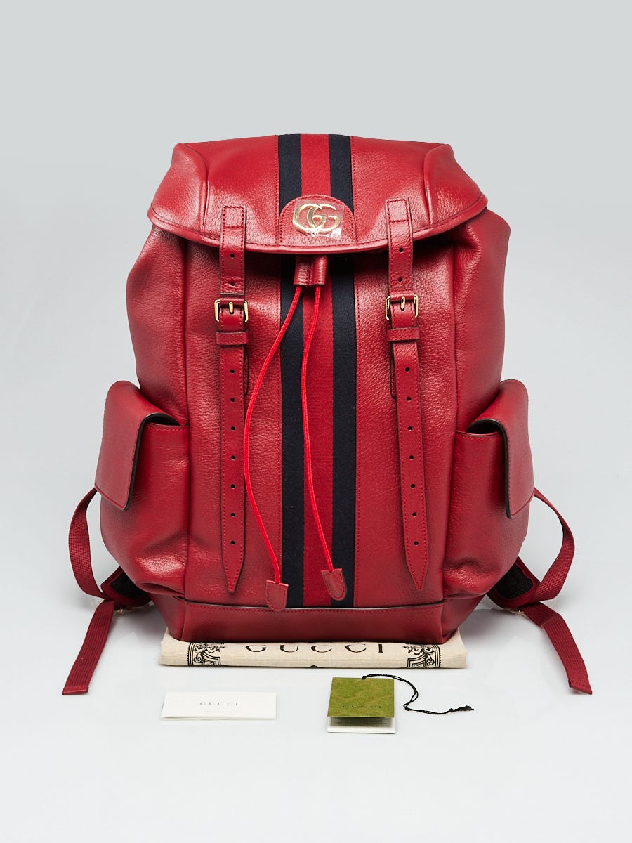 Gucci Red Leather Ophidia Medium Backpack Bag Yoogi s Closet