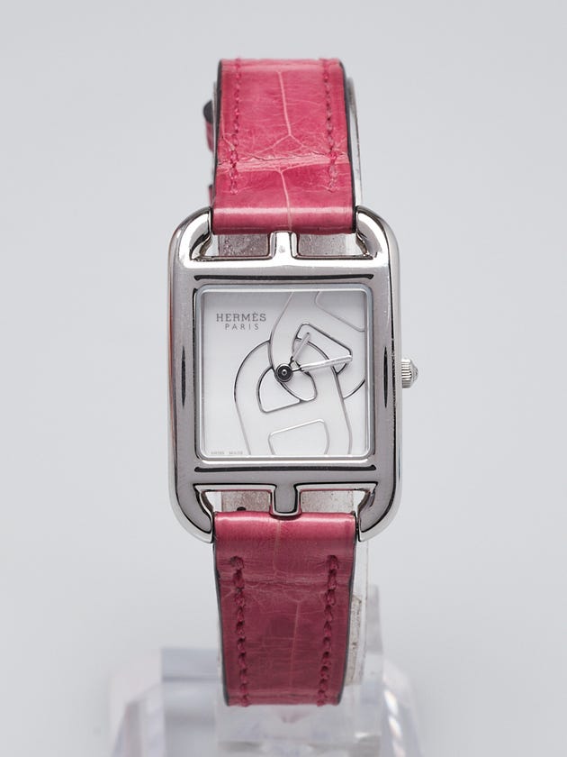 Hermes Pink Alligator and Stainless Steel Chaine d'Ancre Cape Cod Swiss Quartz Watch-CC1.310