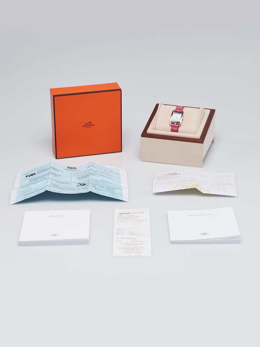 Hermes Pink Alligator and Stainless Steel Chaine d'Ancre Cape Cod Swiss Quartz Watch-CC1.310