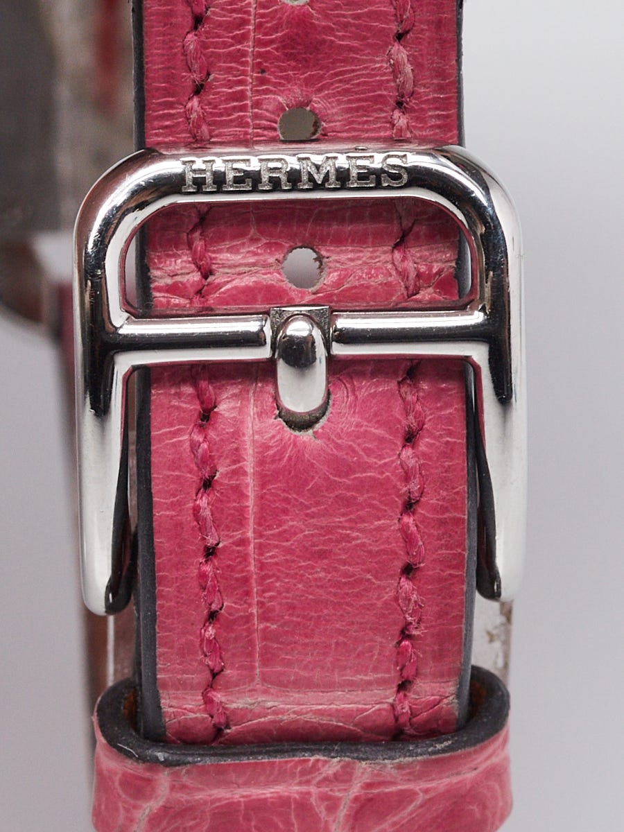 Hermes Pink Alligator and Stainless Steel Chaine d'Ancre Cape Cod 
