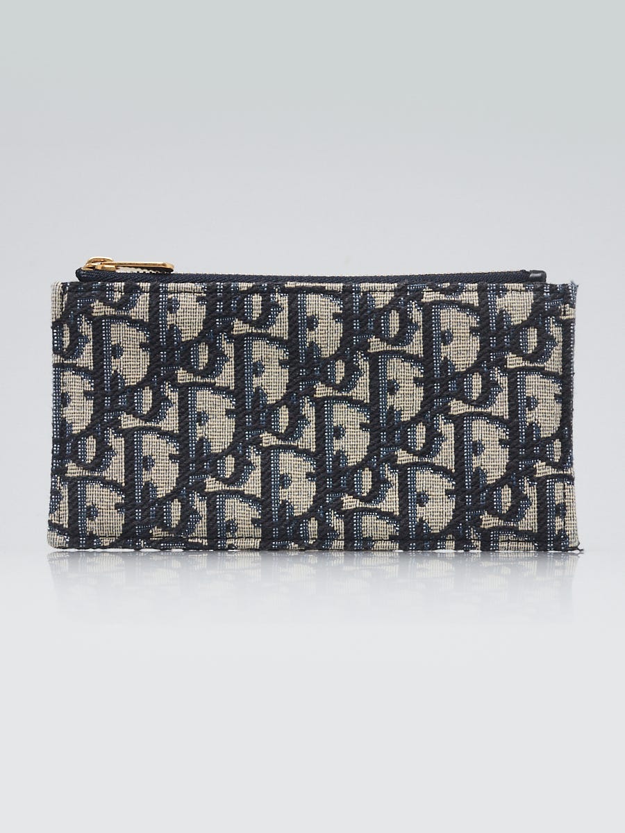 Christian Dior Blue Oblique Canvas Zip Insert Flat Pouch | Yoogi's