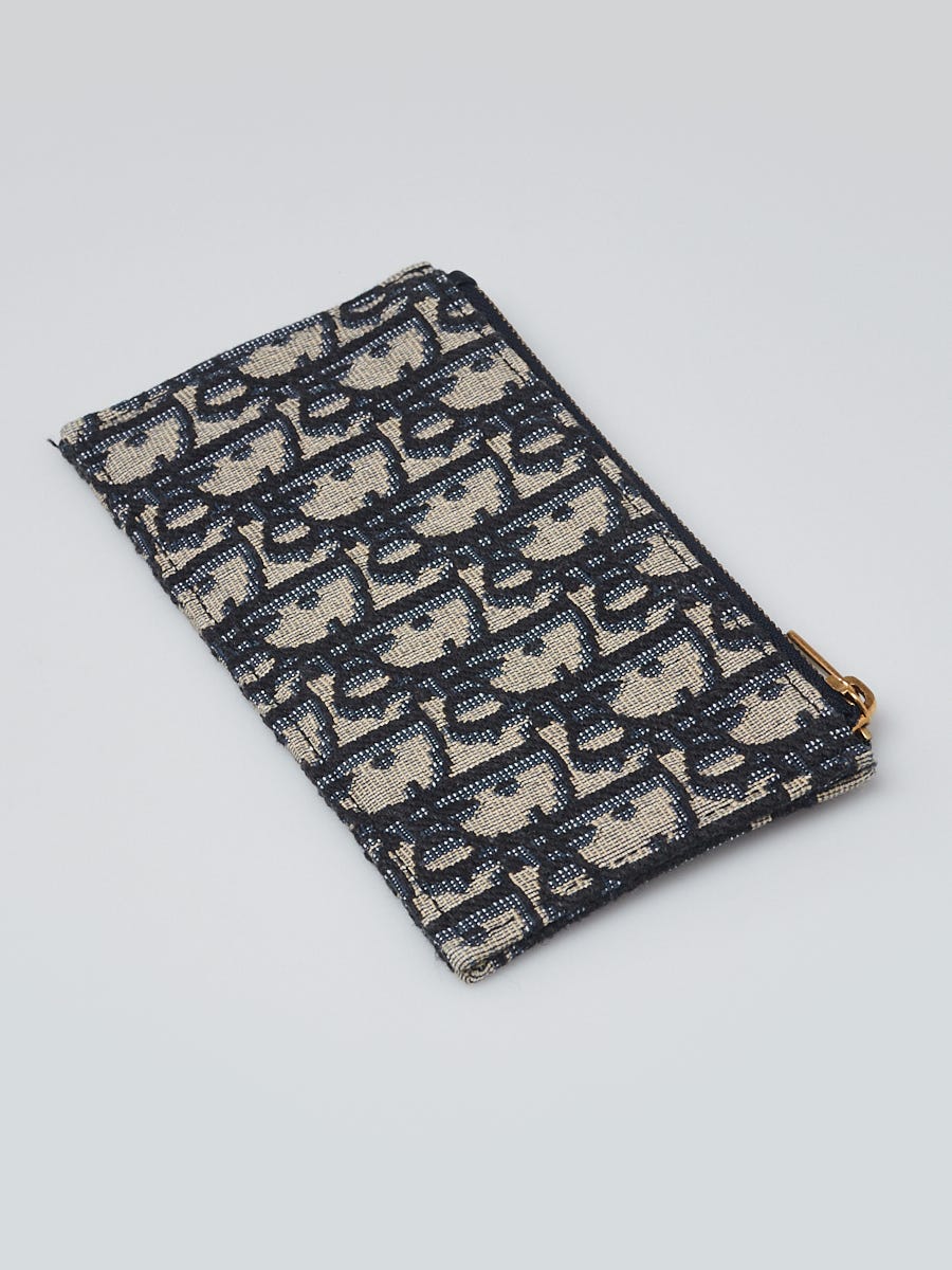 Christian Dior Blue Oblique Canvas Zip Insert Flat Pouch | Yoogi's