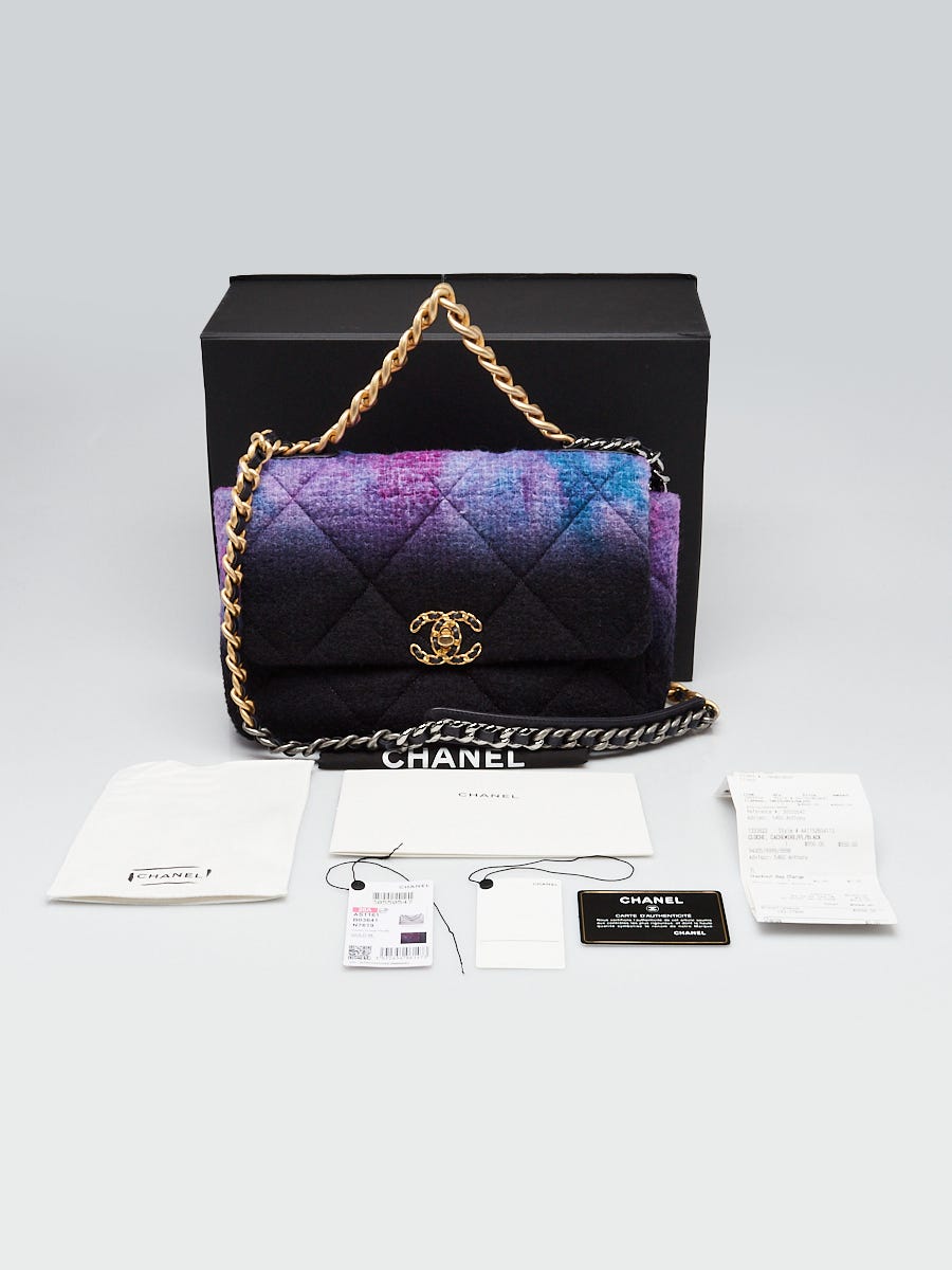 Chanel Black/Purple Ombre Quilted Tweed Fabric Large Chanel  display picture 1