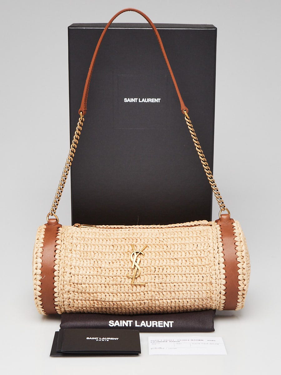Yves Saint Laurent Natural Brick Raffia Small Cassandre Tube