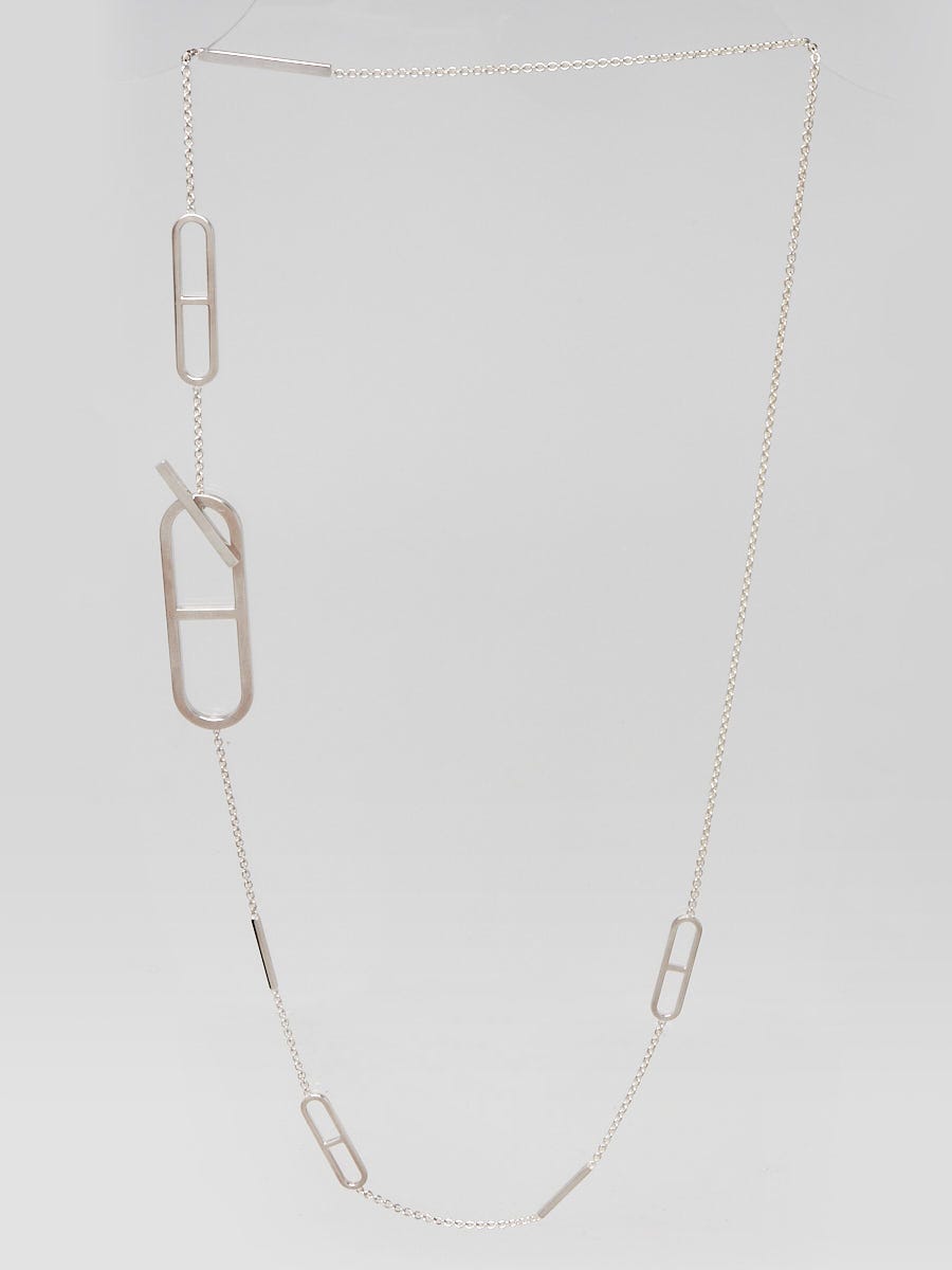 Hermes Sterling Silver Ever Chaine d'Ancre Long Necklace | Yoogi's ...