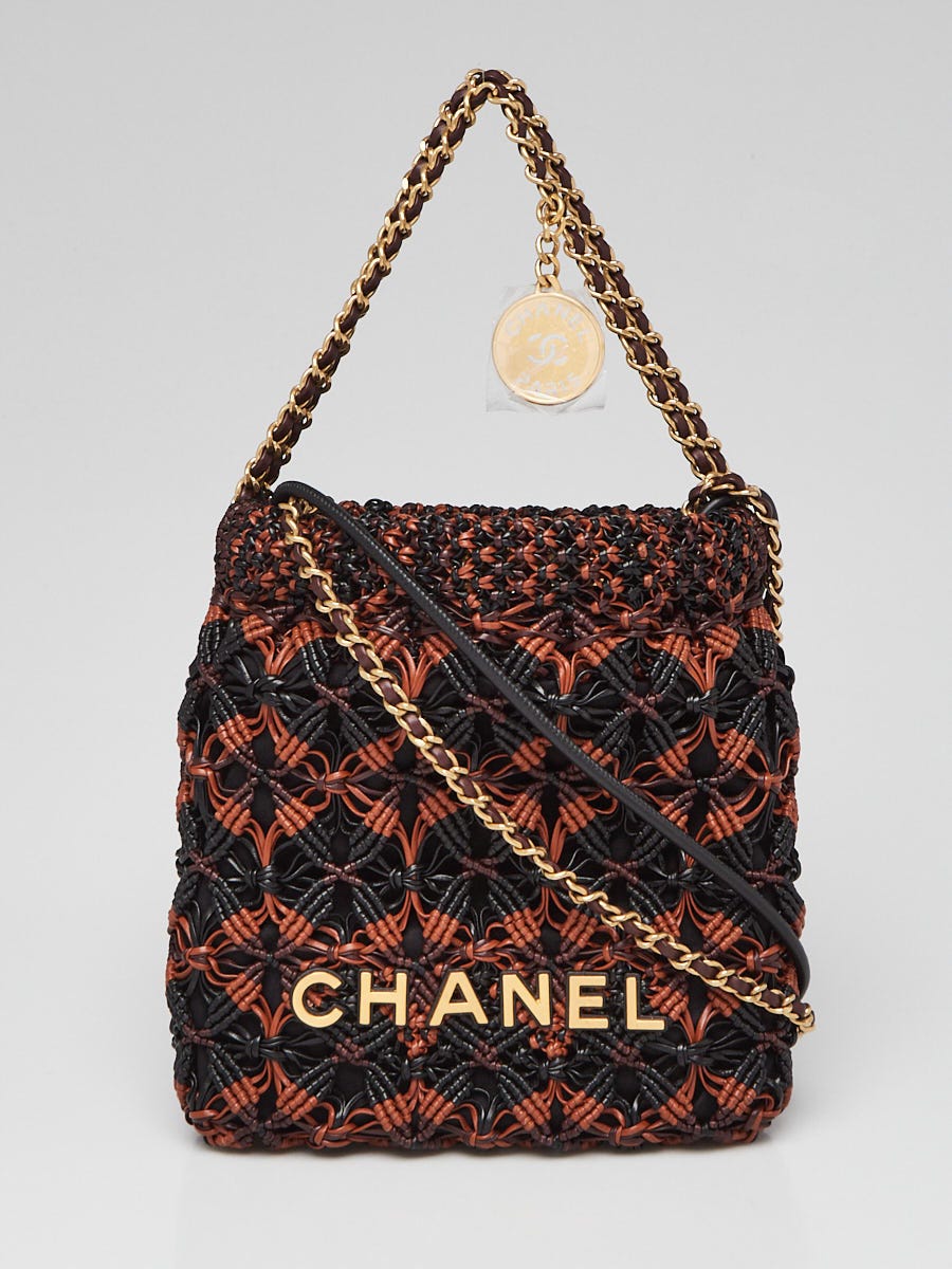 Chanel Brown/Black Woven Leather Chanel 22 Mini Bag | Yoogi's Closet