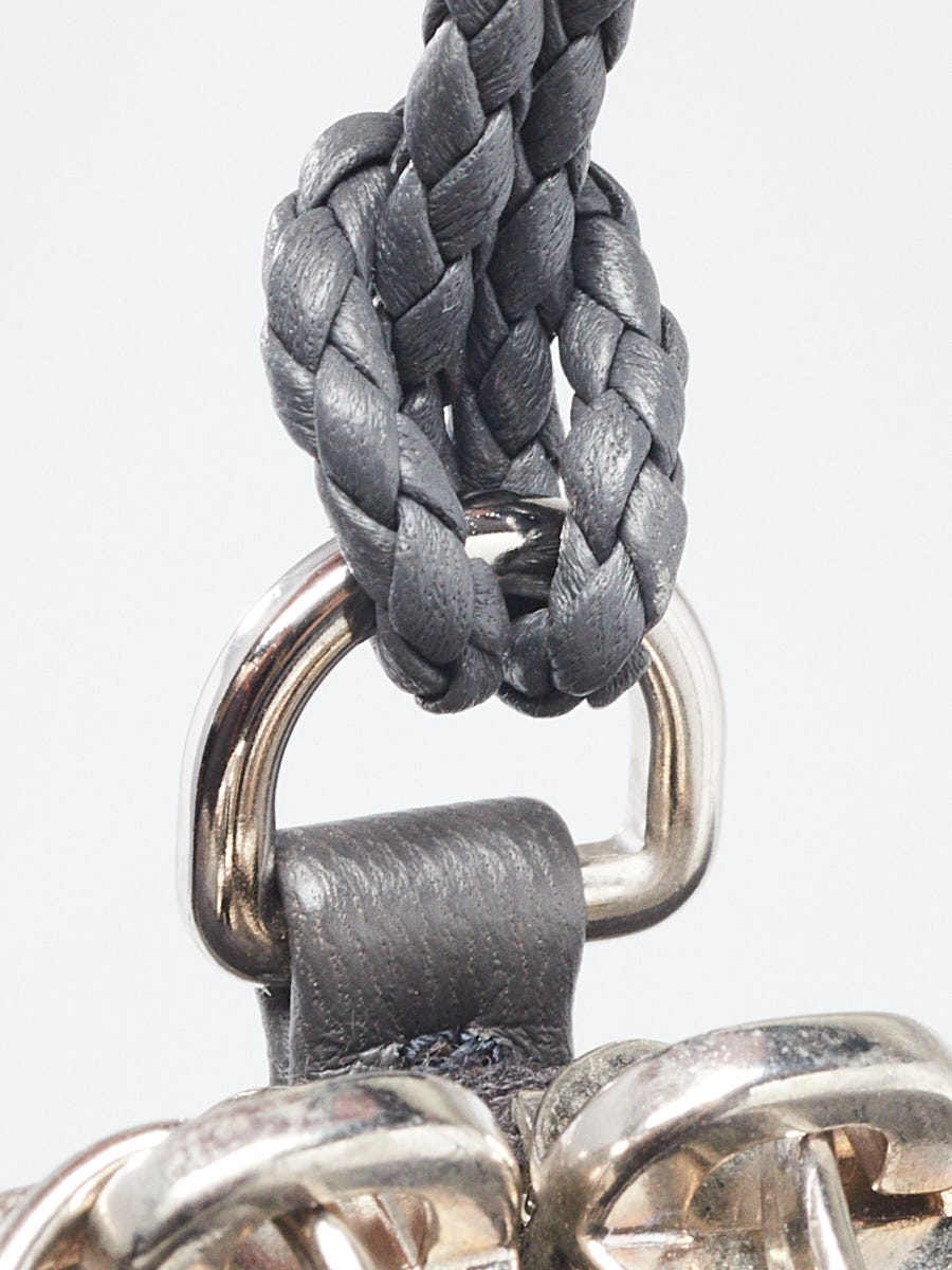【関税・送料込み】BOTTEGA VENETA | Rope ベルト Bottega Veneta Dark Grey Intrecciato Leather Nano Zip Tech