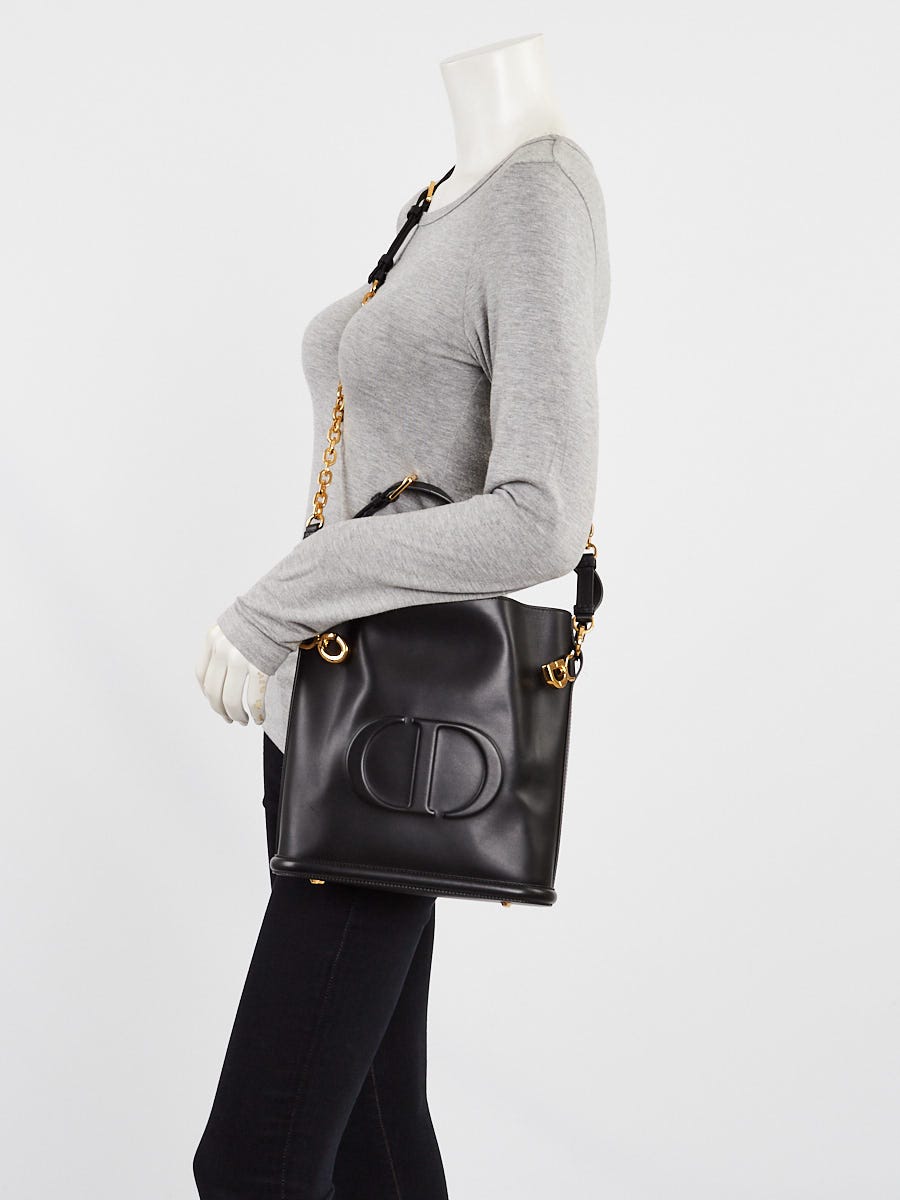 Christian Dior Black Calfskin Leather Medium C'est Dior Bucket Bag