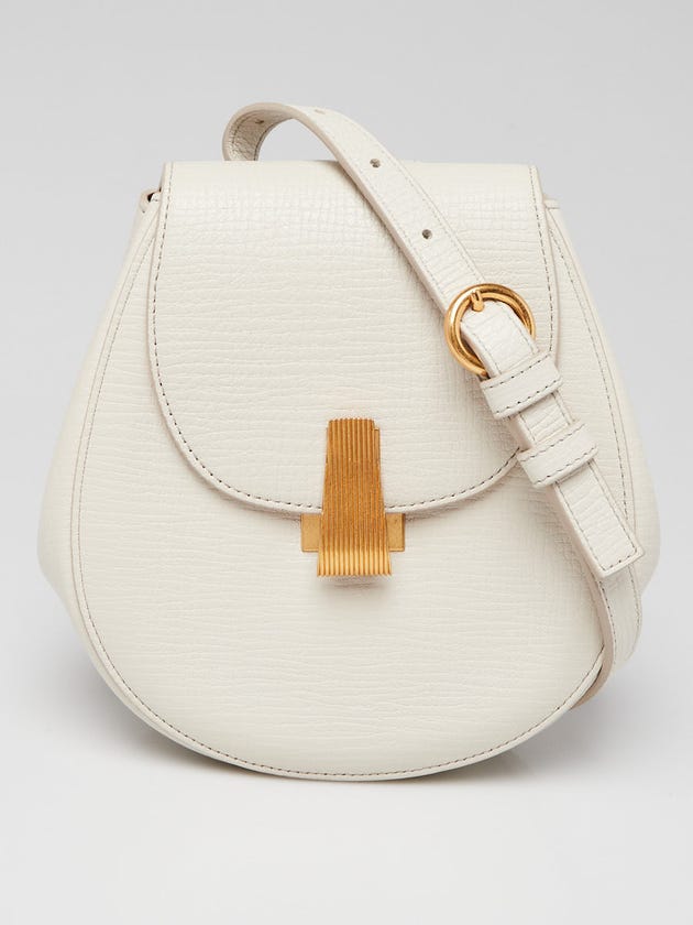 Bottega Veneta White Grained Leather Palmellato Rounded Belt Bag